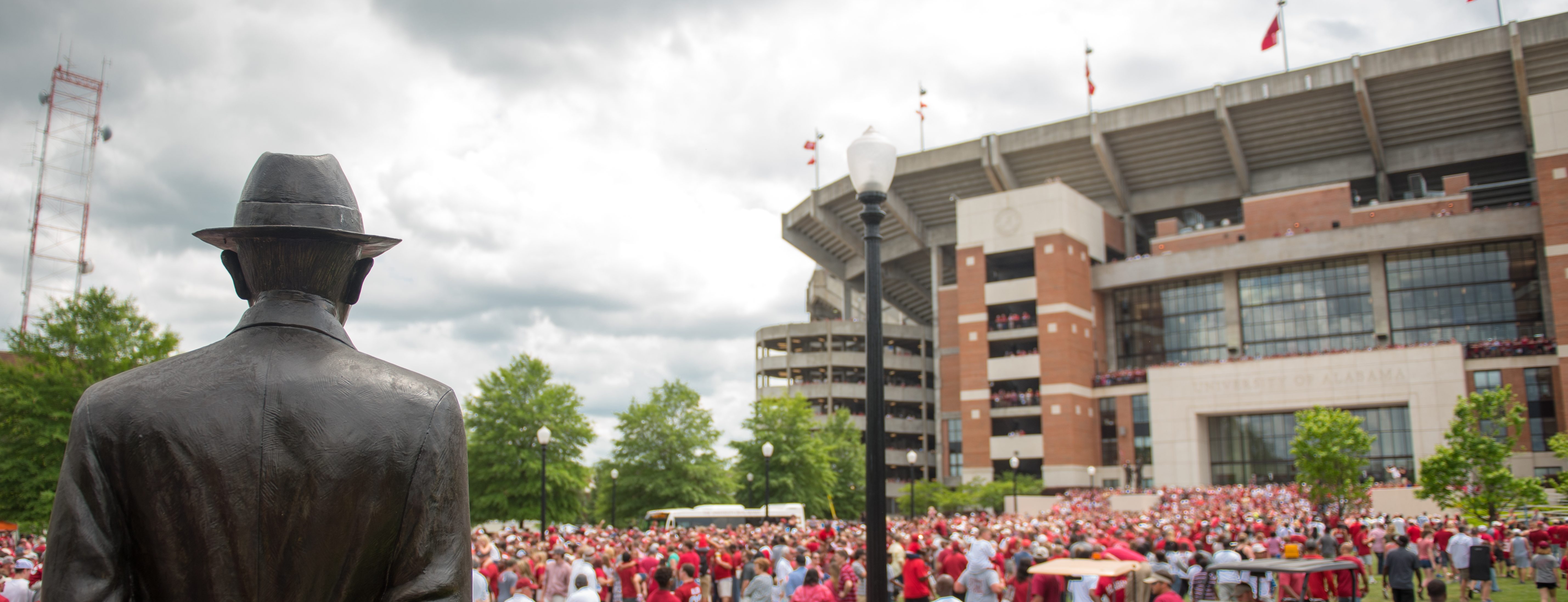 Image of Bryant Denny Stadium with crowd on gameday.